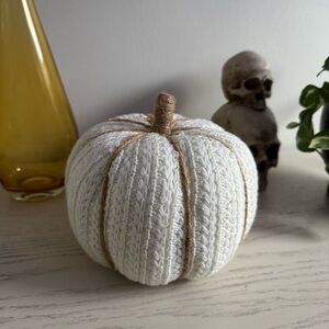 White Knit Pumpkin Decor